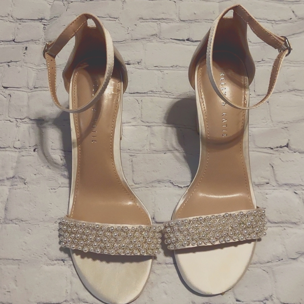 Sz 8m Kelly & Katie Satin Pearl Prom or Wedding Shoes